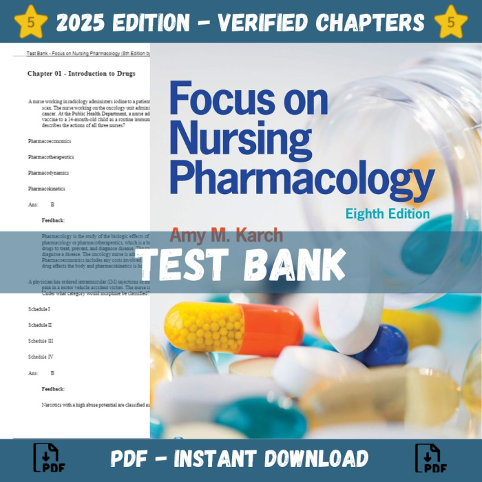 Test bank – Focus on Nursing Pharmacology 8th Edition (Karch, 2020)-Pass Test Bank