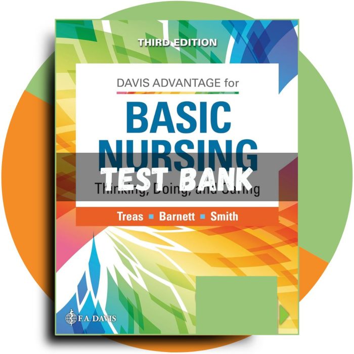 Test bank For Davis Advantage Basic Nursing Thinking, Doing, and Caring 3rd Edition (Treas, 2021)-Pass Test Bank