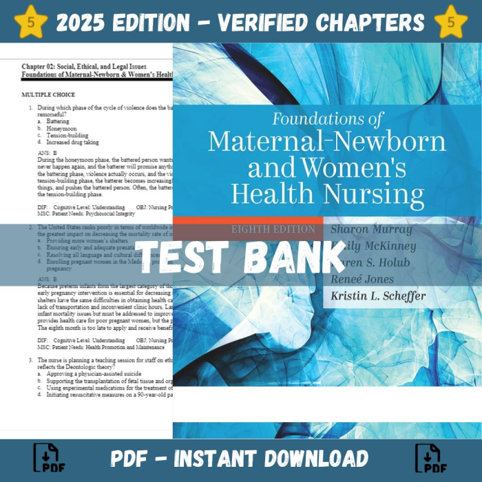 Test bank – Foundations of Maternal-Newborn and Women’s Health Nursing 8th Edition (Murray, 2023)-Pass Test Bank