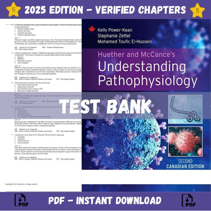 Test bank – Huether and McCances Understanding Pathophysiology 2nd CANADIAN Edition Power Kean-Pass Test Bank