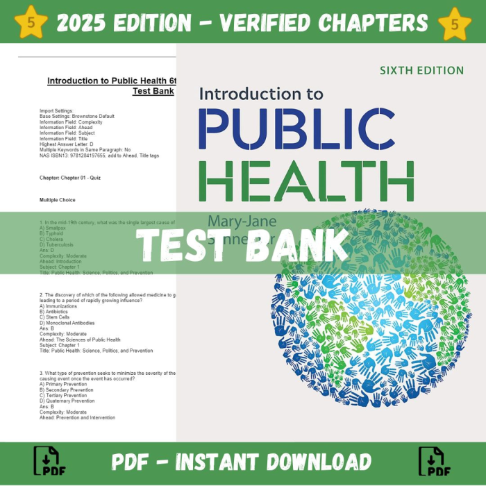 Test bank – Introduction to Public Health 6th Edition (Schneider, 2020)-Pass Test Bank