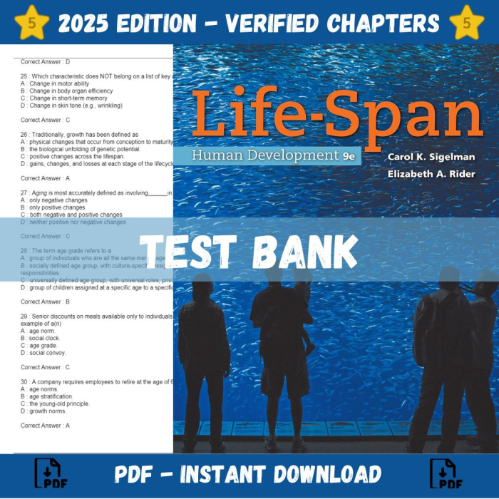 Test bank – Life-Span Human Development 9th Edition (Sigelman, 2017)-Pass Test Bank