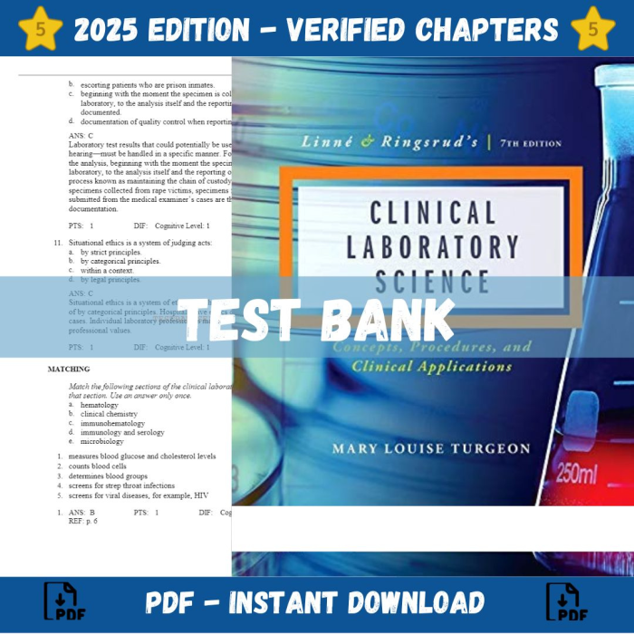 Test bank – Linne & Ringsrud’s Clinical Laboratory Science 7th Edition (Turgeon, 2015)-Pass Test Bank