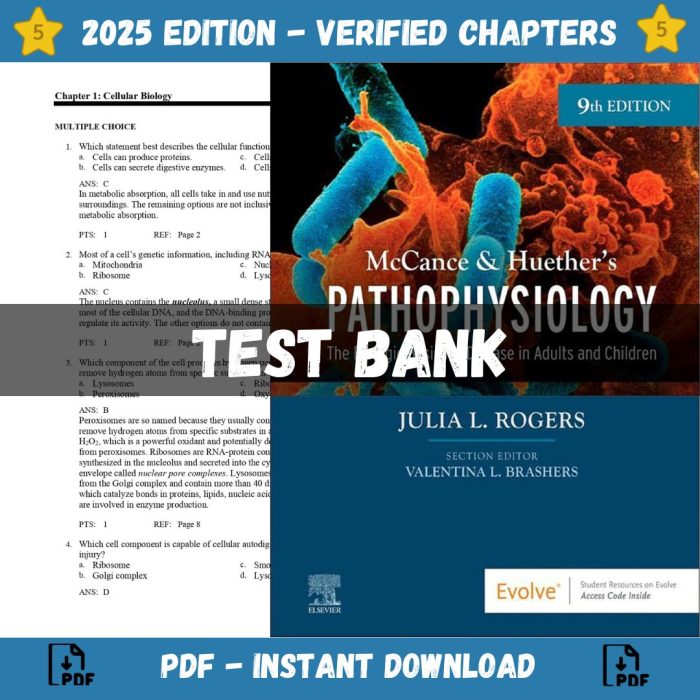 Test bank – McCance & Huether’s Pathophysiology, 9th Edition (Julia Rogers, 2023)-Pass Test Bank