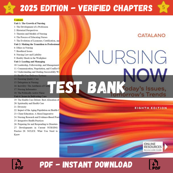 Test bank – Nursing Now Today’s Issues, Tomorrows Trends 8th Edition (Catalano, 2020)-Pass Test Bank
