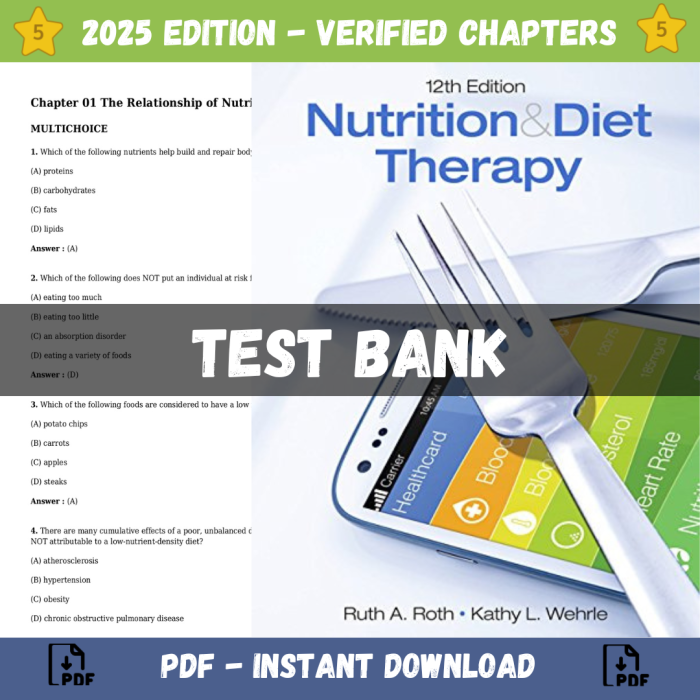 Test bank – Nutrition & Diet Therapy 12th Edition (Roth, 2018)-Pass Test Bank