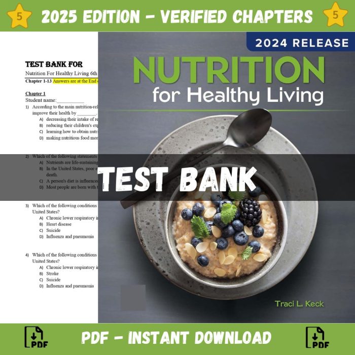 Test bank – Nutrition For Healthy Living 6th Edition (Schiff, 2021)-Pass Test Bank