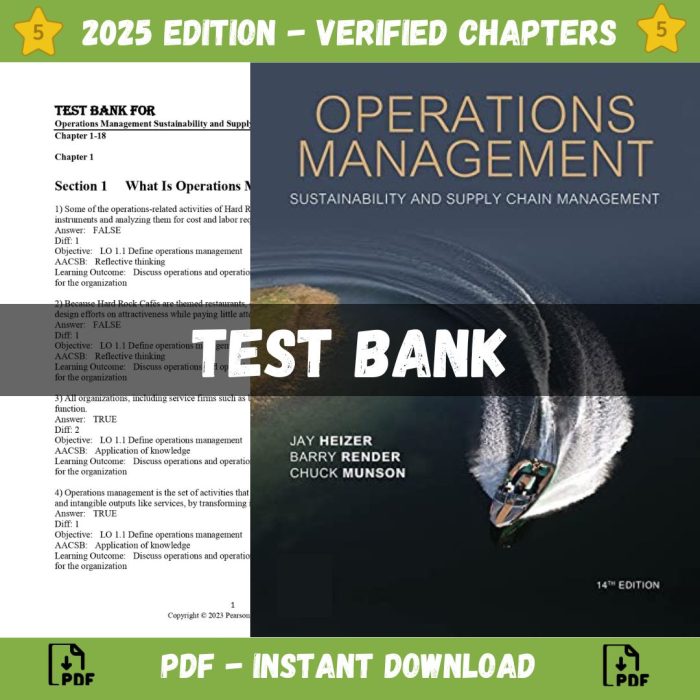 Test bank – Operations Management Sustainability and Supply Chain Management 14th Edition (Heizer, 2022)-Pass Test Bank