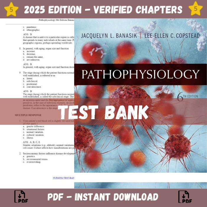 Test bank – Pathophysiology 6th Edition (Banasik, 2018)-Pass Test Bank
