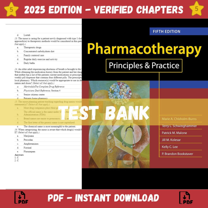 Test bank – Pharmacotherapy Principles and Practice 5th Editionn (Chisholm-Burns, 2019)-Pass Test Bank
