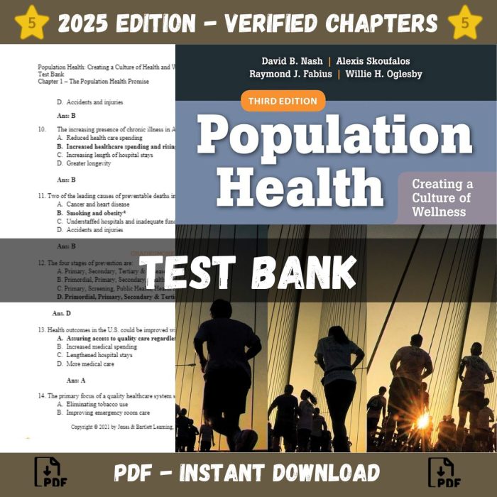 Test bank – Population Health Creating a Culture of Wellness 3rd Edition (Fabius, 2020)-Pass Test Bank