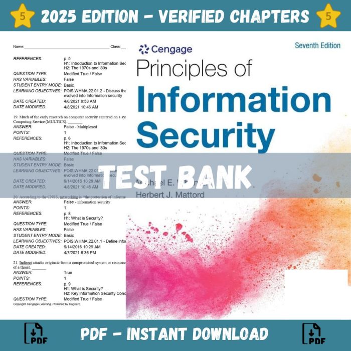 Test bank – Principles of Information Security 7th Edition (Whitman,2021)-Pass Test Bank