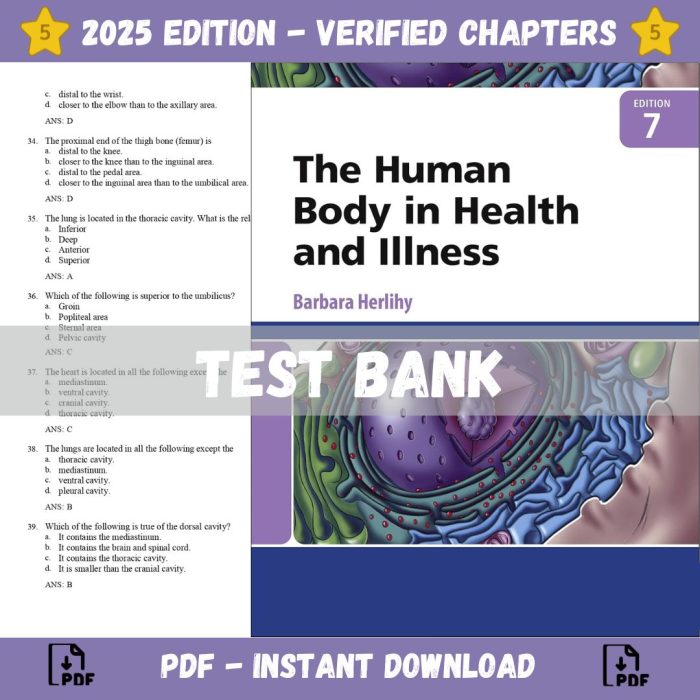 Test bank – The Human Body in Health and Illness 7th Edition (Herlihy, 2022)-Pass Test Bank