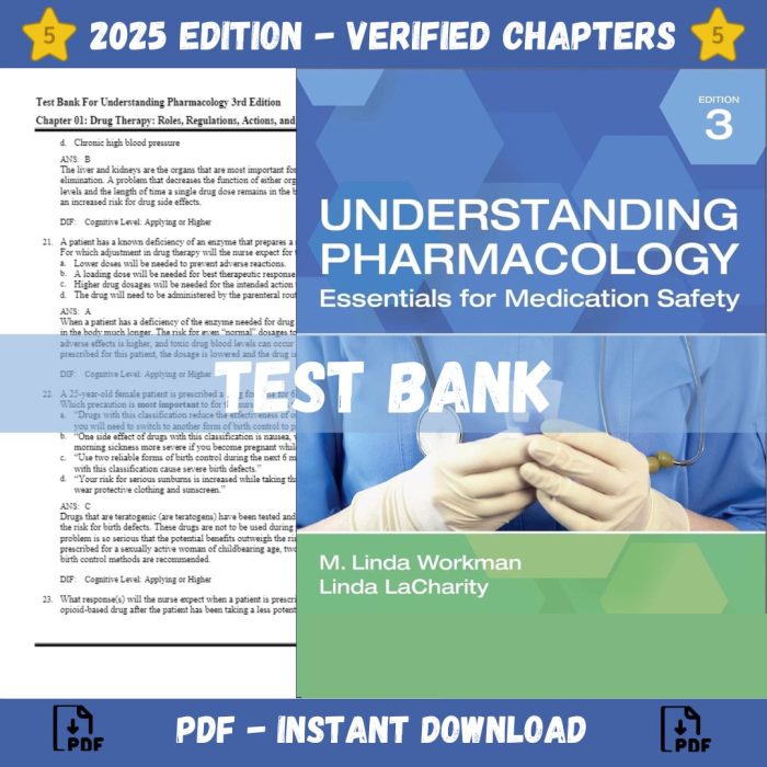 Test bank – Understanding Pharmacology Essentials for Medication Safety 3rd Edition (Workman, 2023)-Pass Test Bank