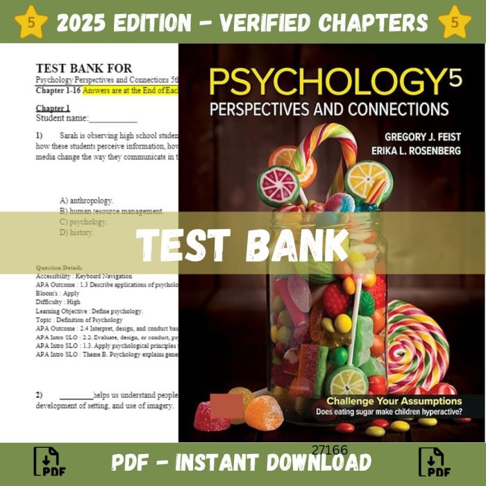 test bank – Psychology Perspectives and Connections 5th Edition-Pass Test Bank
