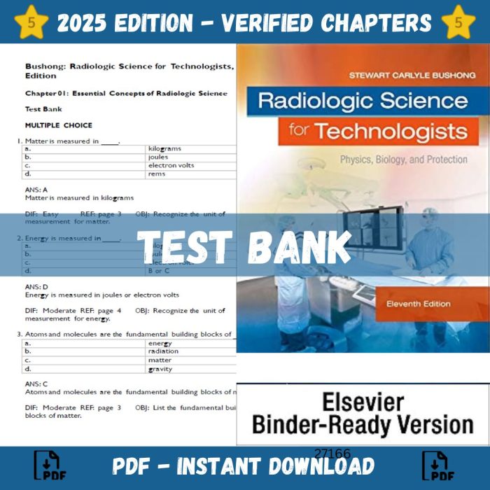 test bank – Radiologic Science for Technologists Physics, Biology, and Protection 11th Edition-Pass Test Bank